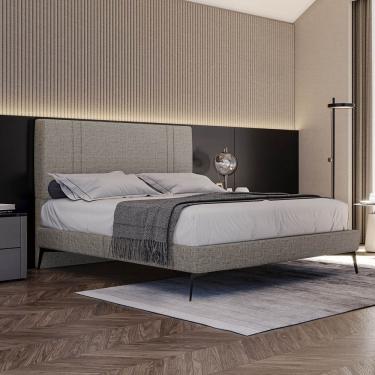 Imagem de Base Bi Partida Slim Queen Em Linho Com Cabeceira Skybox Cor Marrom