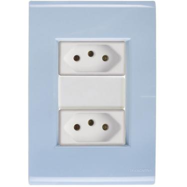 Imagem de Cj Duas Tomadas Dupla 20a Liz Azul Jeans Tramontina Completo Pronto Tramontina