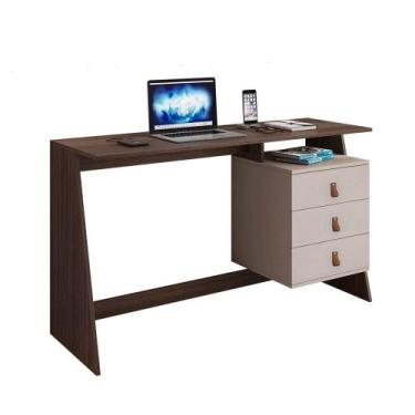 Imagem de Mesa Escrivaninha Gaby com 3 Gavetas JCM Café Off White - JCM Movelari