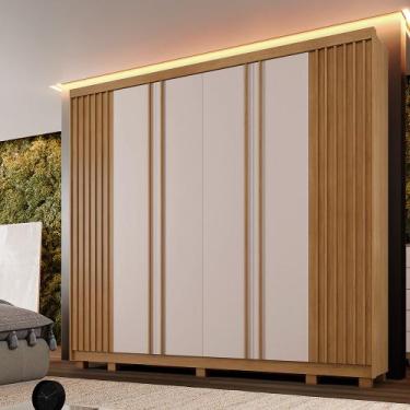 Imagem de Guarda Roupa Casal Ripado 6 Portas com Pés Arezzo Benetil, Cinamomo/Of