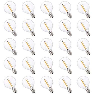 Imagem de FLSNT Lâmpadas De Reposição Led Para Cordão Luz Externo, Candelabro Globo G40, 2700K Branco Suave, 1W (Equivalente A 5W), 50Lm, Base E12, Não Regulável, Pacote Com 25