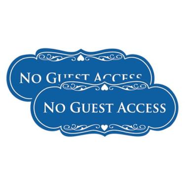 Imagem de All Quality Placa de designer sem acesso para convidados - Plástico durável e fácil instalação | Ideal para restaurantes, bares, hotéis e Airbnb - Azul - Pequeno (pacote com 2)