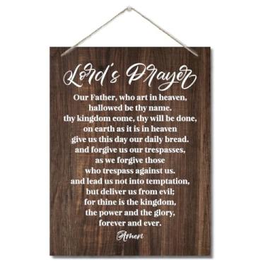 Imagem de AUII JO DESIGN Placas De Arte Em Madeira Inspiradoras, Placa Parede Com A Oração Do Pai Nosso, Impressa Para Pendurar, Decoração Casa, Que Estás Nos Céus, Santificado Seja O Teu Nome, Cristã 25 X 19