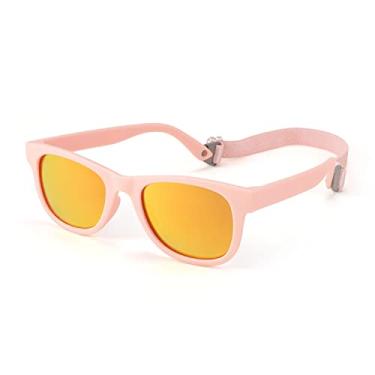 Imagem de FEISEDY Óculos de sol infantis polarizados, armação flexível com alça para bebês meninas e meninos de 2 a 8 anos B2352, Armação laranja 004/lente espelhada multicolorida, 42mm