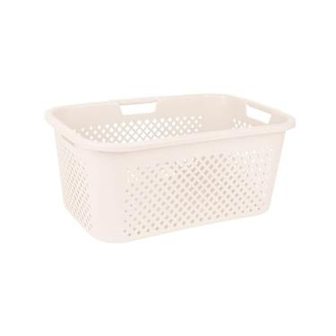 Imagem de Superio Cesto de lavanderia perfurado gradiente com alças ergonômicas - design fino moderno - creme