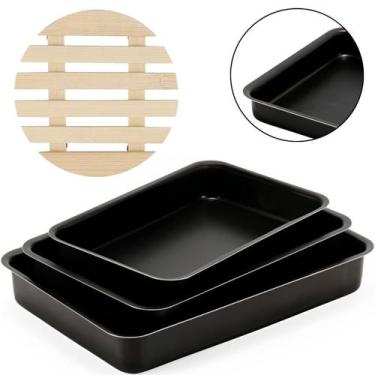 Imagem de Jogo De Assadeiras 03 Peças Antiaderentes + Descanso Panela - Marcolar