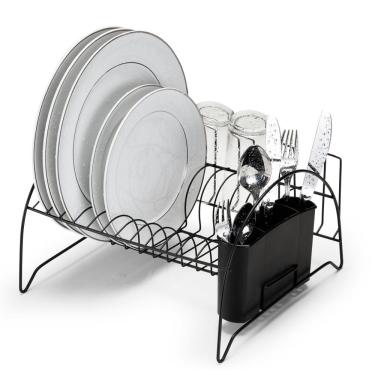 Imagem de Escorredor de Pratos Fan com Porta Copos Black Arthi 2490