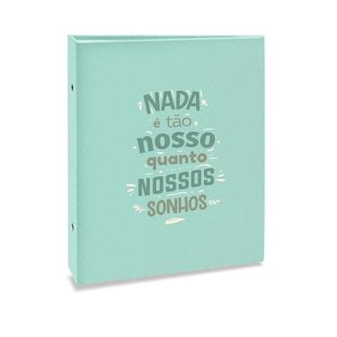 Imagem de Álbum de fotos Ical, encadernação tradicional, para 80 fotos 15x21cm - envelope plástico preto - linha Criativa - modelo verde-claro - nada é tão nosso - 899