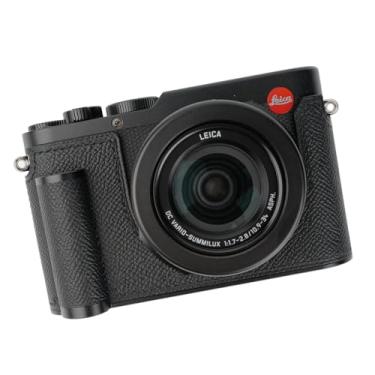 Imagem de Iborrys - Estojo De Couro Genuíno Especializado Para Câmera, Adequado Leica D-Lux8, Feito À Mão >>> Corpo Camada Superior + Placa Base Metal, Haste Manual, Design 3 Em 1 (Preto)