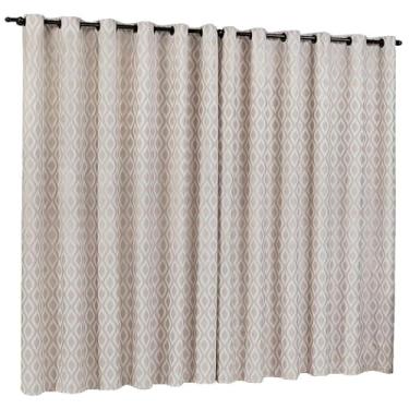 Imagem de Cortina Jacquard 3,00m x 2,50m Modelo Prisma, Ideal para Sala ou Quarto, Proteção Solar. (Folhas)