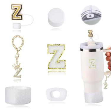 Imagem de Conjunto de acessórios para copos Stanley, incluindo 1 alça de alça de garrafa de água, 1 bota de copo Stanley de silicone, 1 capa de canudo de silicone, 2 pingentes Stanley para copo Stanley de 1,134