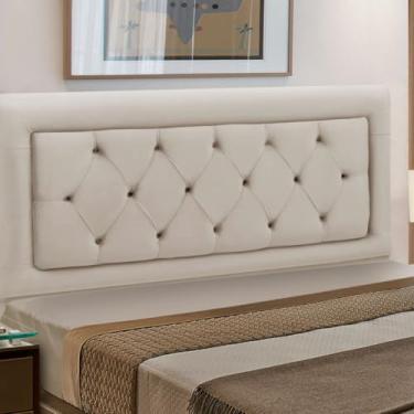 Imagem de Cabeceira Estofada Madeira Casal Belinha Reta (Bege)