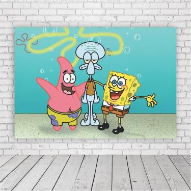Imagem de Painel Retangular Bob Esponja Amigos 1,5X1,0M Lona Fosca