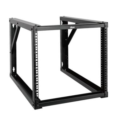 Imagem de Tecmojo Suporte de parede 9U, rack de rede de 63 cm de profundidade, rack de servidor de estrutura aberta para equipamentos de TI/AV/dados/casa de 48 cm, preto