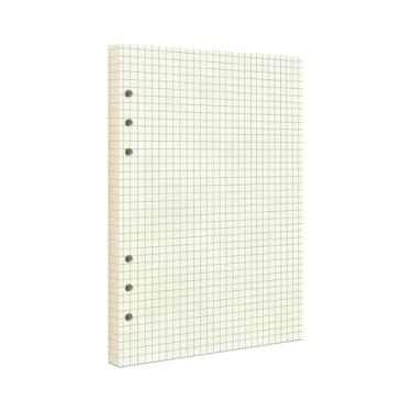 Imagem de Refil de papel quadriculado A5, papel de regra 100GSM A5/papel de preenchimento de régua quádrupla para fichário recarregável de 6 anéis, agenda, diário, pintura, 80 folhas/160 páginas (grade-bege A5)