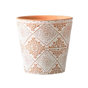 Imagem de LANDENGWANG Vasos de barro, vaso de flores de barro, vaso de flores, redondo, plantas de interior, suculentas, orquídeas para casa, jardim, escritório, sentido, decoração, decoração de jardim