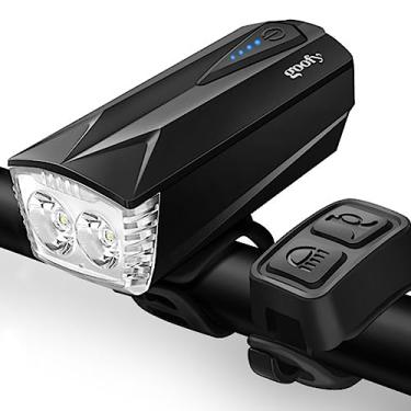 Imagem de CIADAZ Luz de bicicleta com buzina USB recarregável para bicicleta com LED frontal para farol para ciclismo noturno