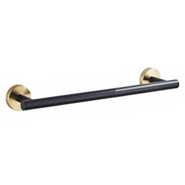 Imagem de Conjunto de ferragens para banheiro preto – Suporte para toalhas de aço inoxidável, suporte para rolo de papel higiênico, gancho para roupão – sem furadeira, 3 peças, suporte para toalhas