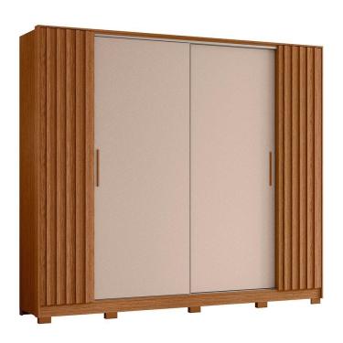 Imagem de Guarda Roupa Jacarandá Ripado Com Portas De Correr Albatroz Jatobá/fendi Metallic