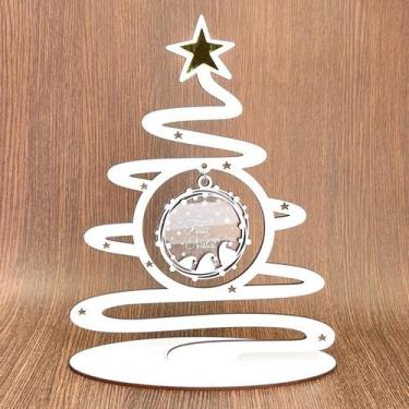 Imagem de Árvore de Natal Espiral em mdf Branco Bolinha de Acrílico - MDF - NoBr
