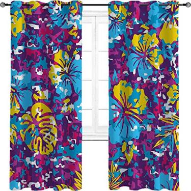 Imagem de Cortinas blackout Havaí para quarto - isolamento térmico, economia de energia e redução de ruído, 2 painéis por grupo são usados na sala de estar ou quarto, L 213 x C 199 cm multicolorido 09