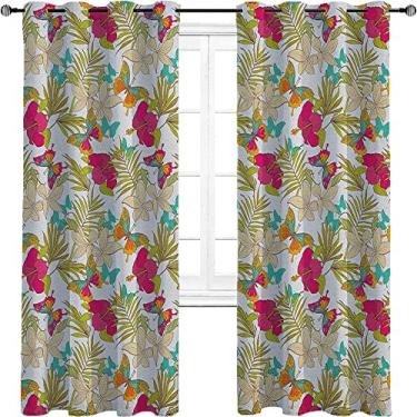 Imagem de Cortinas blackout Havaí para quarto - isolamento térmico, economia de energia e redução de ruído, para quarto, jardim de infância, sala de estar, L 214 x C 214 polegadas multicolorido 21