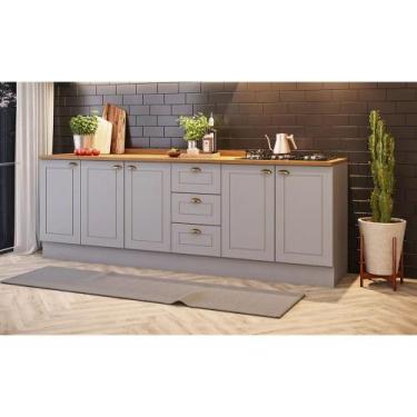 Imagem de Balcão Modulado 240cm de Cozinha com espaço para Cooktop Americana Hen