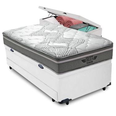 Imagem de Bicama Baú + Colchão Ibiza Molas V-tech Solteiro, Branco
