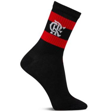 Imagem de Meia Rikam Masculina Flamengo Algodão Cano Médio Confortável 47200, Fl
