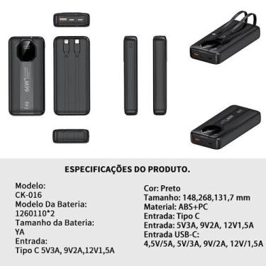 Imagem de Power Bank Carregador Portátil Duplo 20000mAh Preto - importado