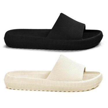 Imagem de Kit 2 Chinelo Feminino Nuvem Anatômico Confortável Leve - Épico, Preto