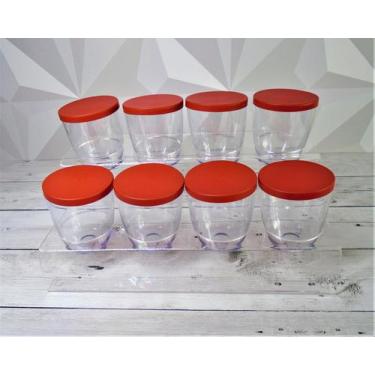 Imagem de Porta temperos acrílico com 8 potes com tampa em acrílico organizadore