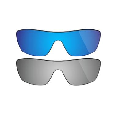 Imagem de Fiskr Lentes de reposição polarizadas anti-água salgada para óculos de sol Oakley Batwolf, embalagem com 2 peças, Azul gelo e prata metálica, Standard