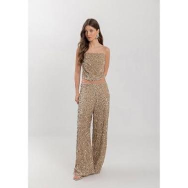 Imagem de Calça Pantalona Em Malha De Veludo Com Paetês-Feminino