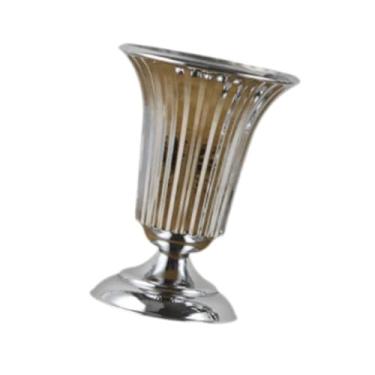 Imagem de WeiLaiKeQi Vaso de flores de metal para casamento, suporte para flores, vaso de flores criativo, buquê, suporte para velas para festa, aniversário, mesa, peça, Silver S 12cmx20cm