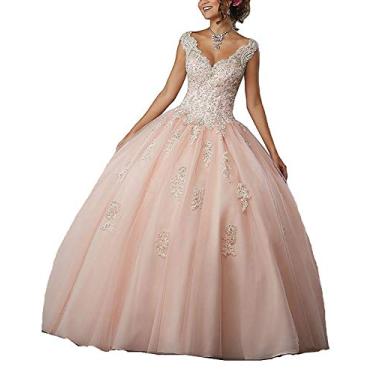 Imagem de QXMYOO Vestido de baile de quinze anos 16 vestido de princesa para festa de formatura para adolescentes, Estilo 3 - blush, 8