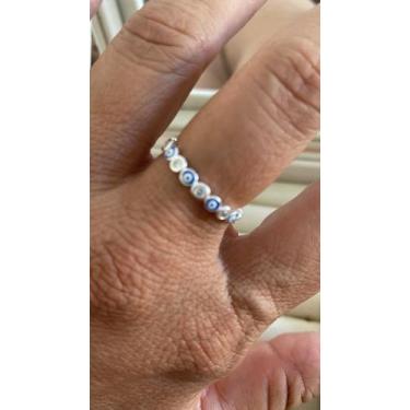Imagem de Anel olho Grego resinado com pedra zirconia . Em prata 925 legitima - 