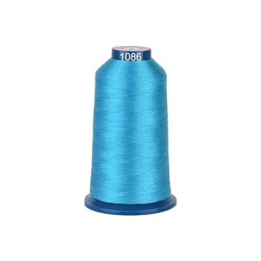 Imagem de RICHWORD Linha de bordado de poliéster 4000 m (4374Y) 40 WT para várias agulhas comerciais e máquina de bordar de agulha única azul 1086