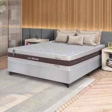 Imagem de Conjunto Box Branco Mali Bege Molas Ensacadas Casal 138x188x70 - King House