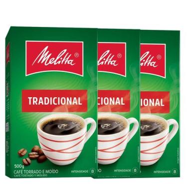 Imagem de Kit 3 Café Torrado e Moído Tradicional 500g Melitta Intenso - Mellita