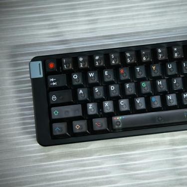 Imagem de Conjunto de teclas pretas translúcidas com 122 teclas com perfil cereja UV para teclado mecânico Cherry Mx 61/64/87/104/108