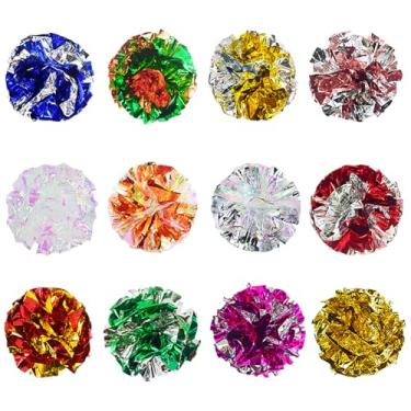 Imagem de GSHLLO 20 peças 6 cm bola enrugada brinquedos coloridos gato brinquedo bolas de brinquedo Mylar bolas enrugadas gato perseguição gatinho jogar bolas interior gato pet bola interativa para gatos