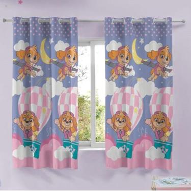 Imagem de Cortina Microfibra Infantil Patrulha Canina Menina 1,50 m x 1,80 Com 2