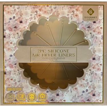 Imagem de Forro de silicone para fritadeira a ar, 24 x 24 x 6,3 cm, capacidade de 1,6 Qt/1,8 L, pacote com 2, TAUPE