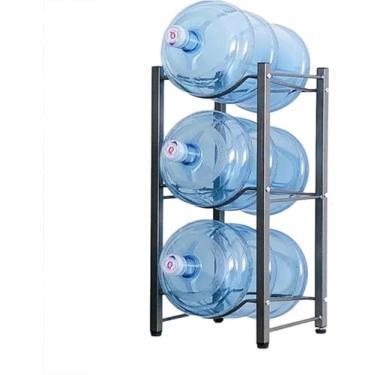 Imagem de Suporte Para Garrafa De Água De 5 Galões Suporte Para Garrafa De Água Resistente Prateleira Empilhável Organizador De Dispensador De Armário De Água Para Escritór, Black, 64×34×108cm