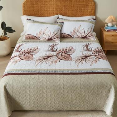 Imagem de OARAGE Conjunto de cama queen bege, conjunto de edredom casal, colcha macia e leve, colcha de cama de microfibra ultrassônica para todas as estações (1 colcha, 2 fronhas)