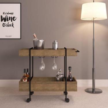 Imagem de Carrinho Bar Estilo Industrial 90x33cm Freedom Móvel na Caixa, Vermont