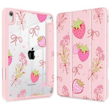 Imagem de May Chen Capa fina para iPad mini 7 (A17 Pro, 7ª geração) 2024/iPad mini 6 (6ª geração) 8,3 polegadas, [suporte de lápis embutido] capa à prova de choque, capa traseira transparente transparente e