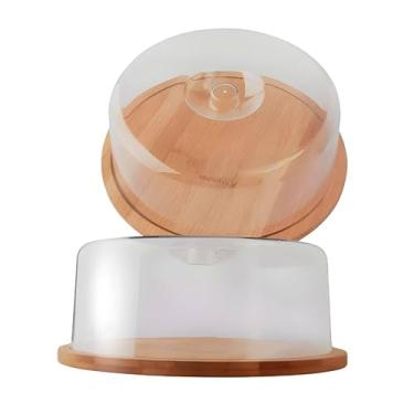 Imagem de Porta Bolo Multiuso em Bambu Natural - Queijeira e Prato para Pudim | Design Circular com Proteção Transparente