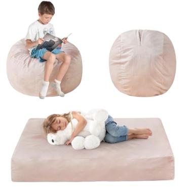 Imagem de ILPEOD Cama para cadeira de pufe infantil - Cadeira preguiçosa conversível para colchão de chão com enchimento - Cadeira pequena para meninos e meninas - Sofá de sofá no quarto, sala de aula, recanto